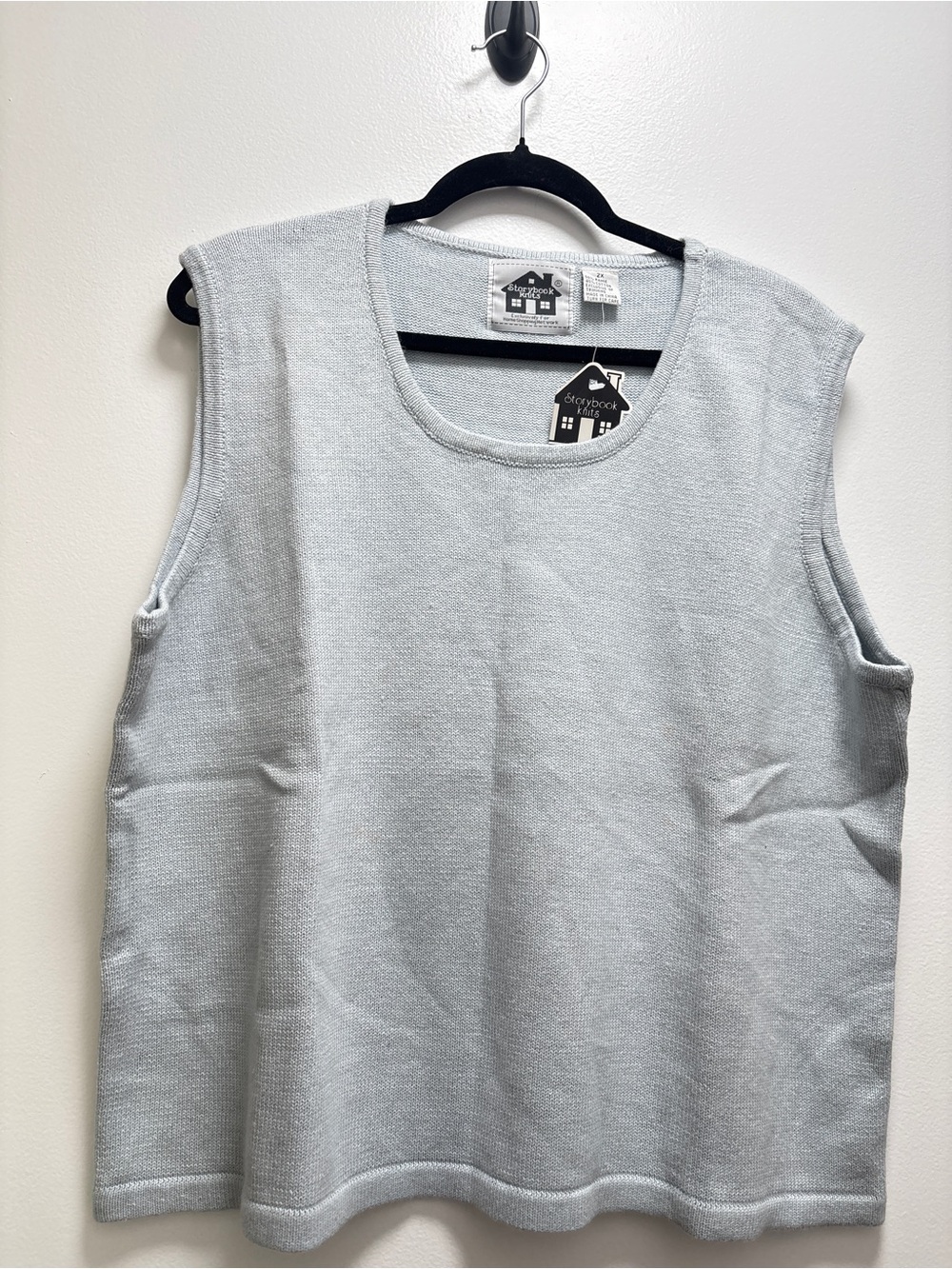 Pale Blue Knit Sleeveless Top Natural Fibers | 2xl | Fisherman Minimalism Clean